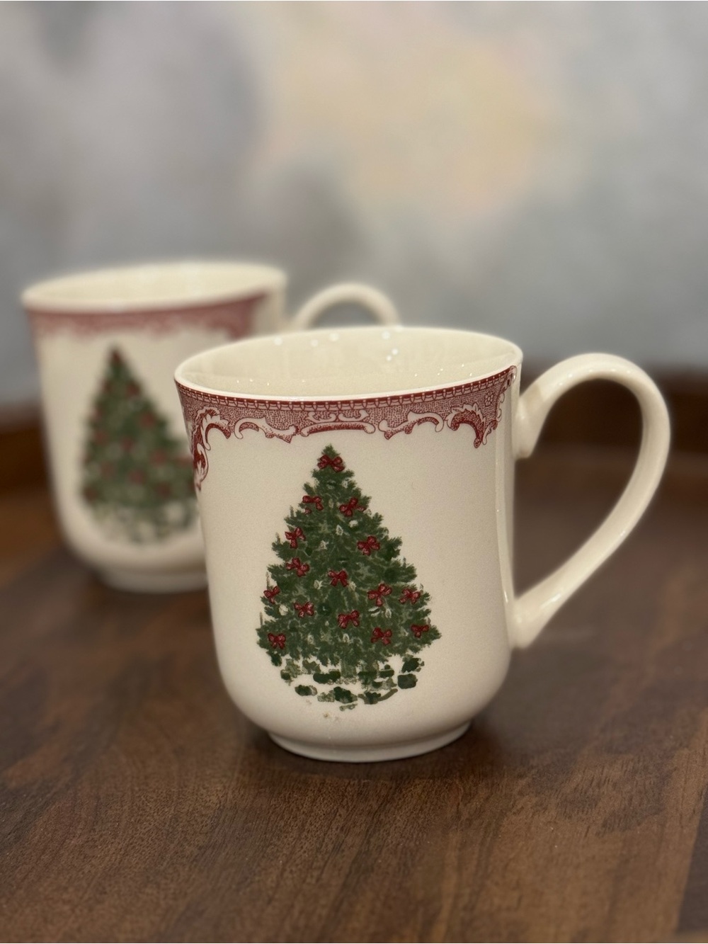 Old Britain Castles Pink Christmas by Johnson Brothers: 2 MUGS